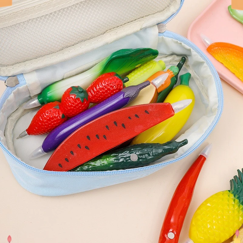 12 Pcs Simulation Fruits and Vegetables With magnet 0.7 Ballpoint Pen Cartoon Cute School School Prizes Gifts Stationery