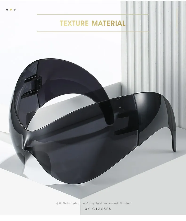 Übergroße y2k Punk Sport Sonnenbrille Frauen Männer Luxusmarke Steampunk einteilige Sonnenbrille für Dame wind dichte Brille uv400 – Detail 2