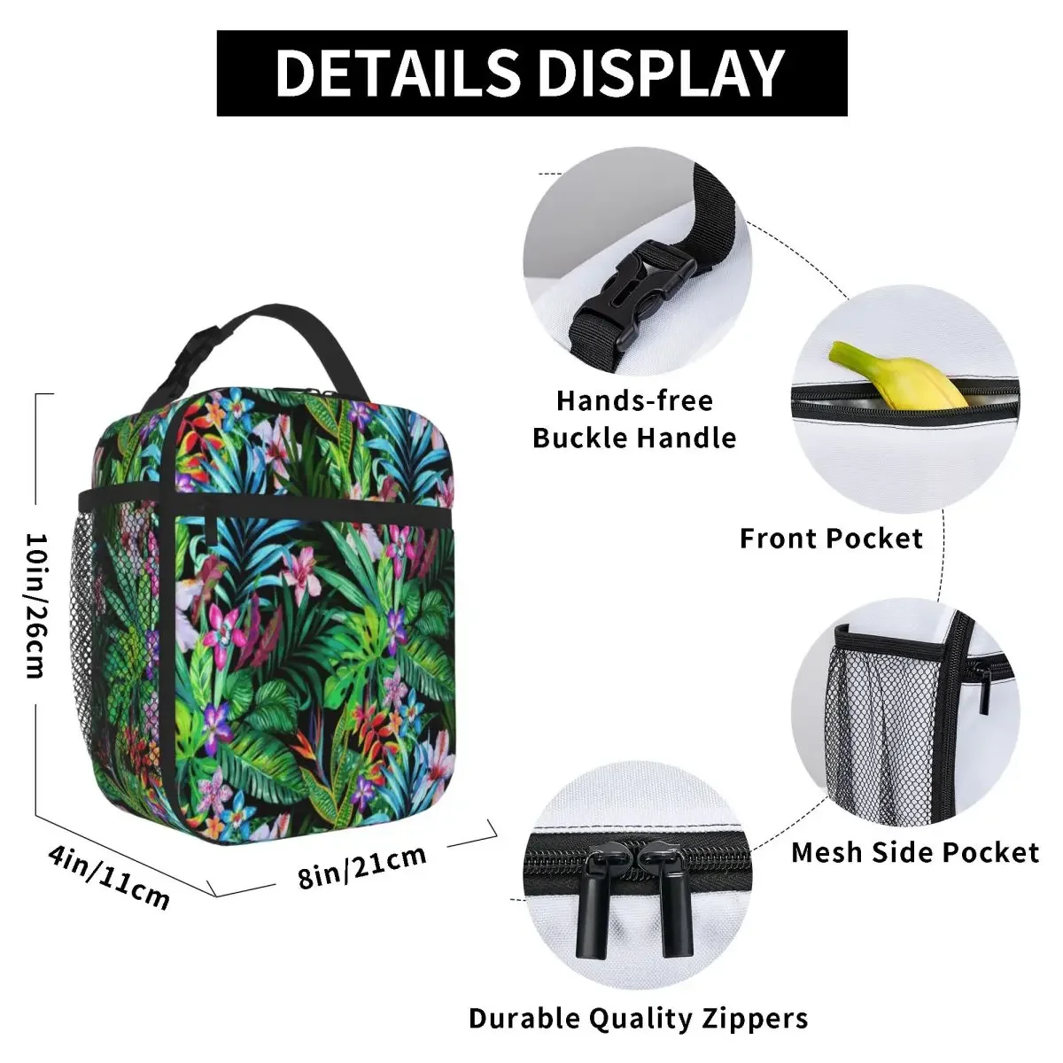 Hot Sale Tropical Fest Letter Print Small Lunch Bag Camping Meal Insulated Food Bag