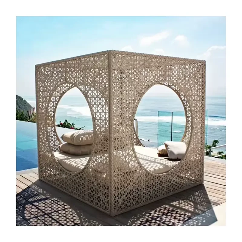 Outdoor Furniture Recliner Sofa Bed Sun Lounger Hotel Resort Beach Rattan Sofa
