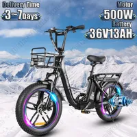 SAMEBIKE Electric Bike 500W Motor 36V13AH Lithium Battery Folding Aluminum Alloy Electric Bicycle Snow 20*4.0-In Fat Tire E-bike