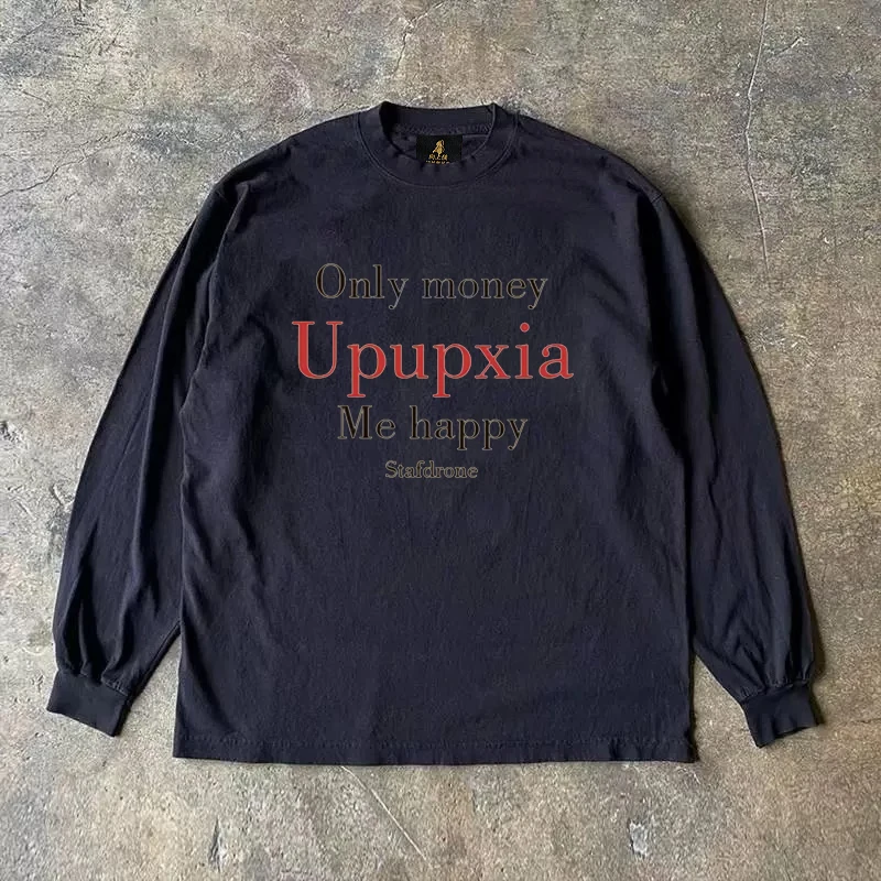Long Sleeve T-Shirt 310 Pure Cotton Double Thread Women's Style Three Needle Charitable Fundraising Upward Hero American Couple