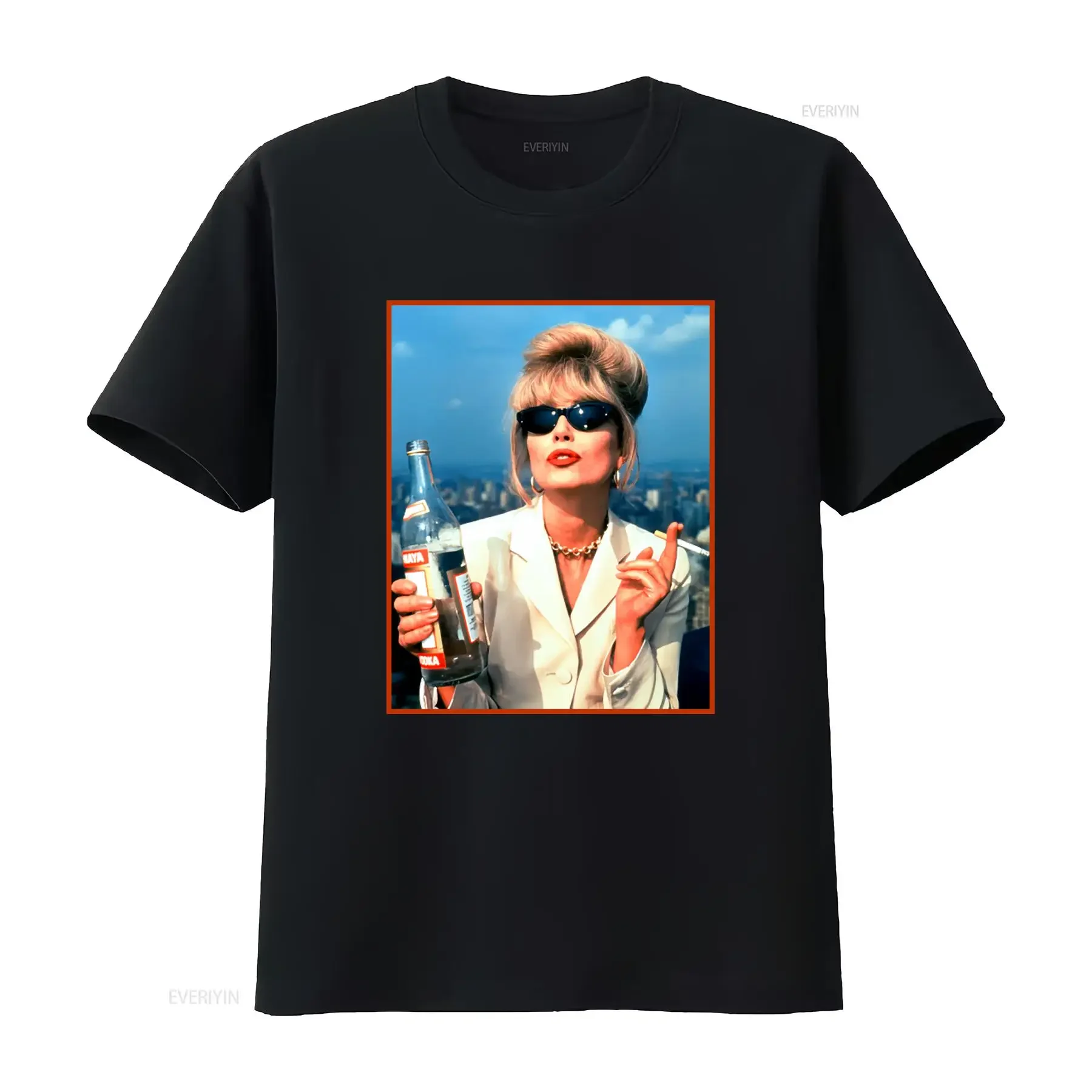 Absolutely Fabulous T shirt Retro Style Print with a Woman in White Suit Holding Bottle and Cigarette Perfect for vintage Soft
