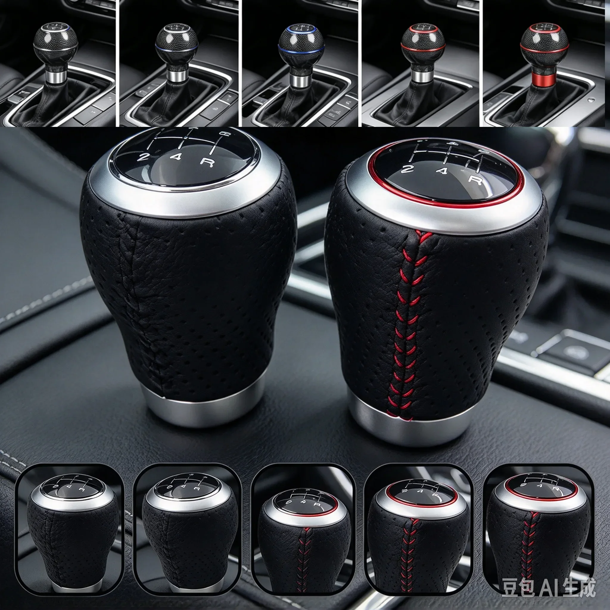 Universal 5 Speed Car Manual Leather Shifter Gear Shift Knob Cover Stitch Gear Shift Knob Fit For Honda Toyota Nissan Mitsubishi