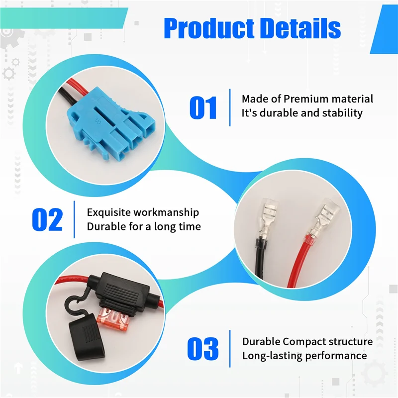 A63T-12 AWG Wire Harness Connector Replacement Compatible With Peg-Perego 12V SLA Battery Ride On Vehicle Riding