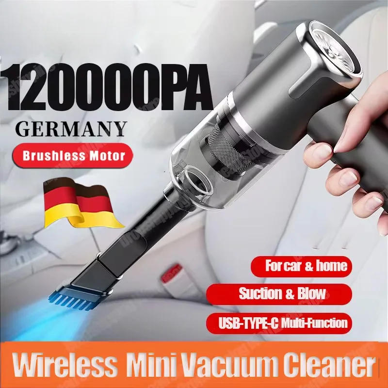 120000PA Car Vacuum Cleaner Powerful Cleaning Machine Wireless Portable Mini Vacuum Cleaner For Home Appliance Car