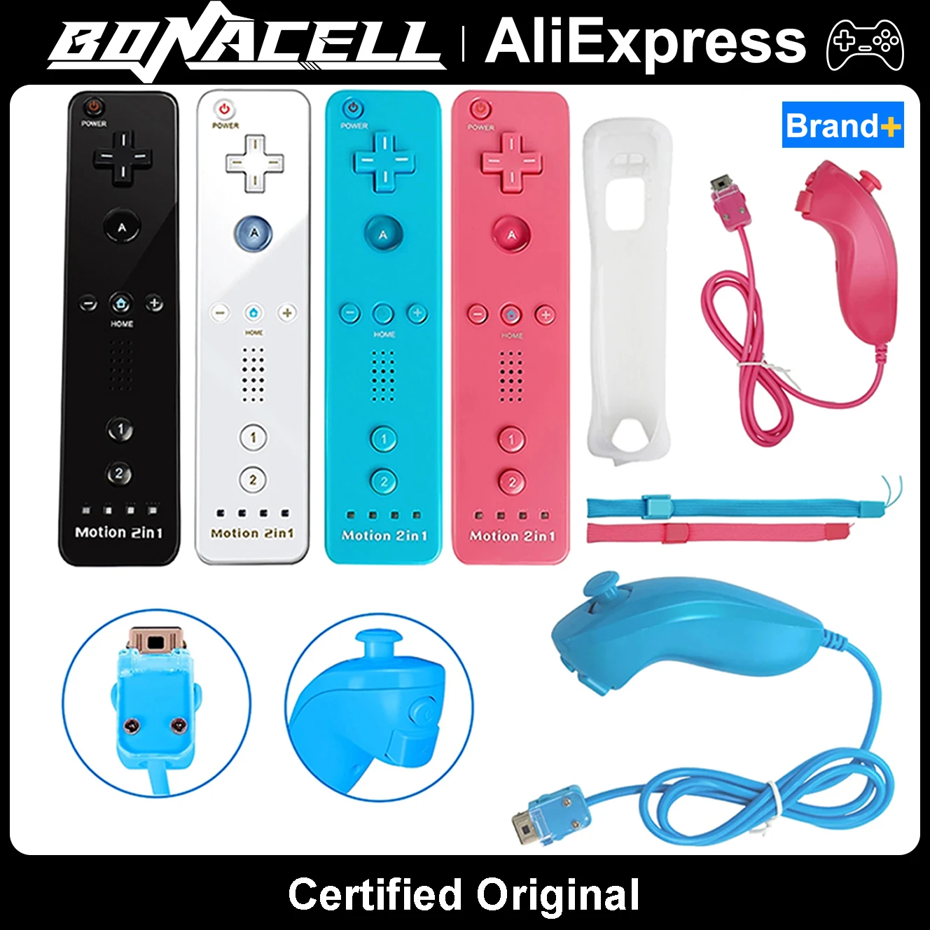 Controller For Switch Wii/Wii U 2in1 Left Right Controllers Wireless Gamepad Optional W/ Motion Plus Set Remote Control Joystick