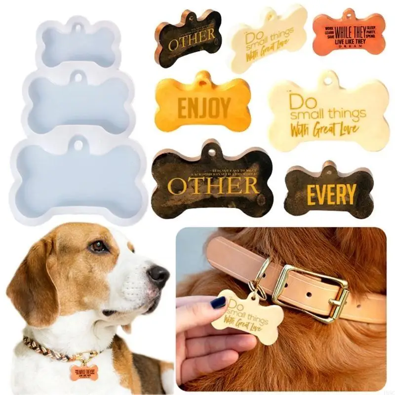 

195C Handmade 3-link Dog Bone Label Shaped Keychain Mold Charm Mould Epoxy Resin Chain Pendant Mould Jewelry Tool