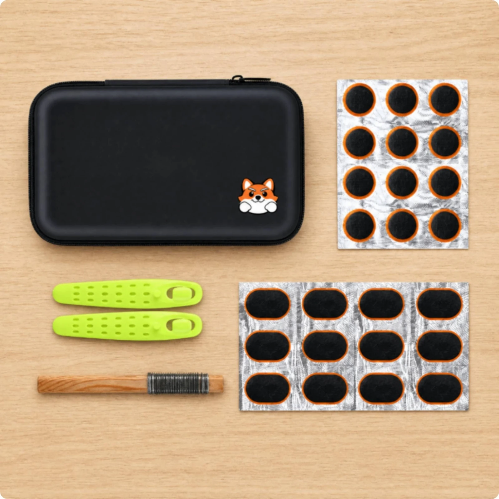 Bike Tire Repair Piece Kit Easy to Install Cycle Repair Bag with Tools for Cyclists, Trail Rides, Commuting