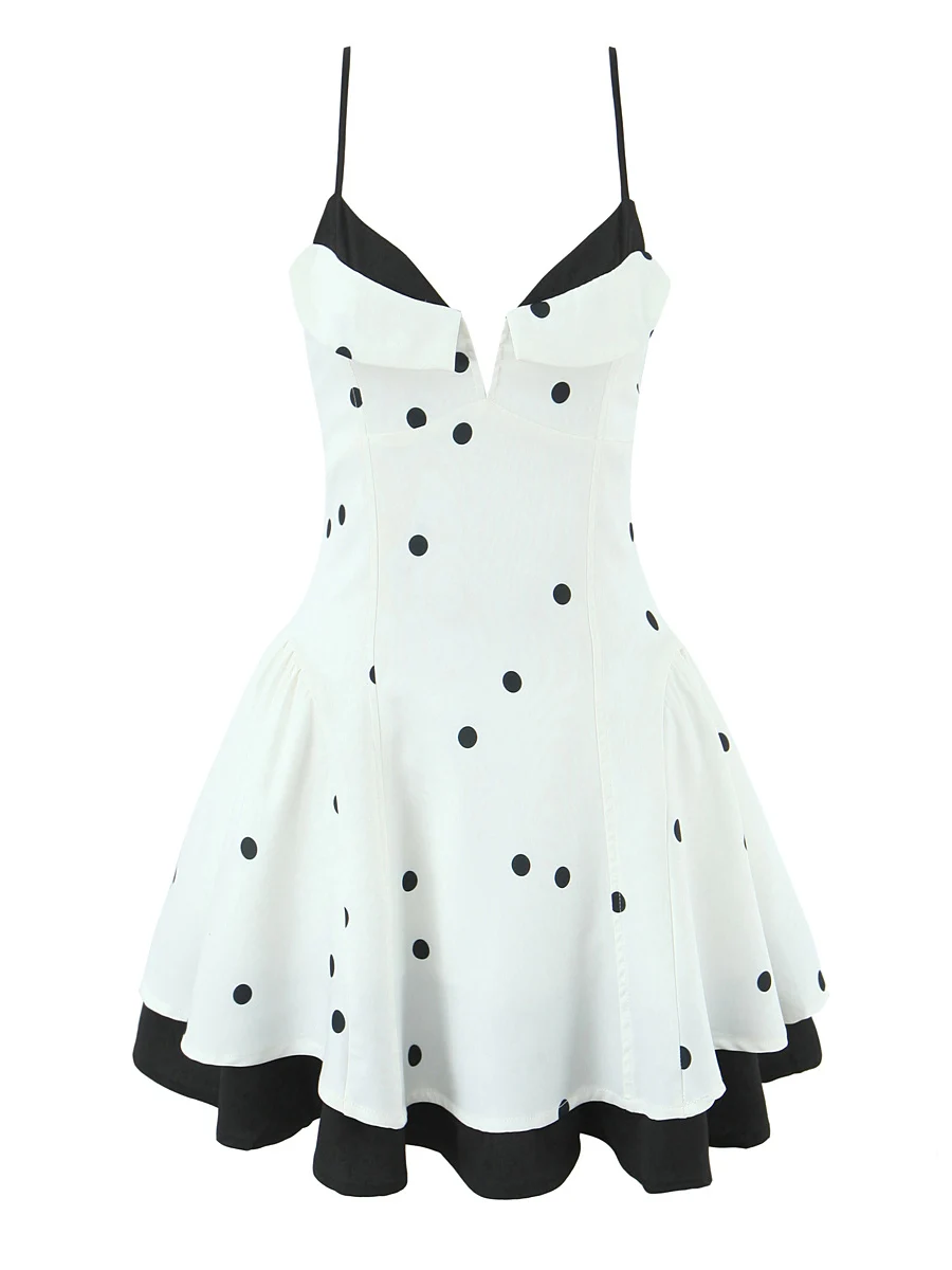 

Сексуальная сладкая пряная юбка в горошек с завязками на талии и ремешками для похудения, юбка трапециевидной формы, повседневная одежда, женская одежда...