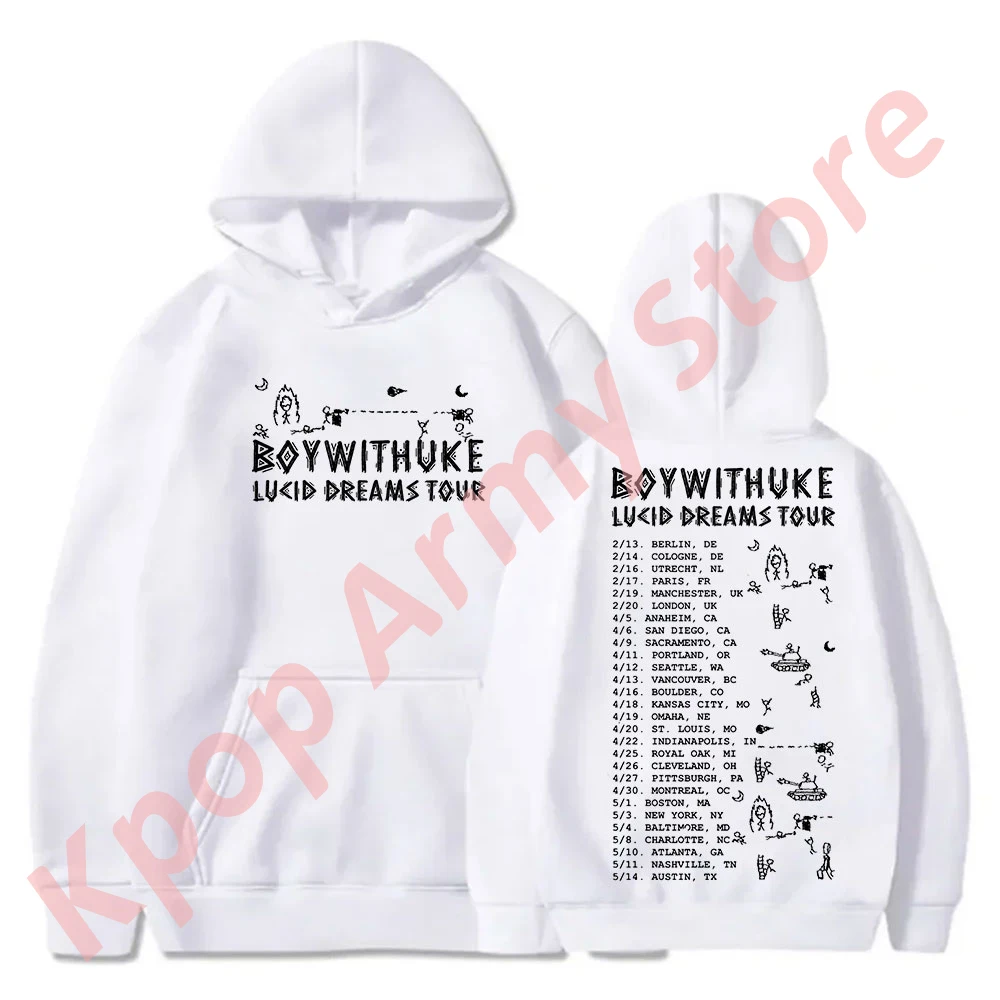 BoyWithUke Lucid Dreams Tour Merch Felpe con cappuccio Nuovo logo Pullover Inverno Donna/Uomo Moda Felpe casual