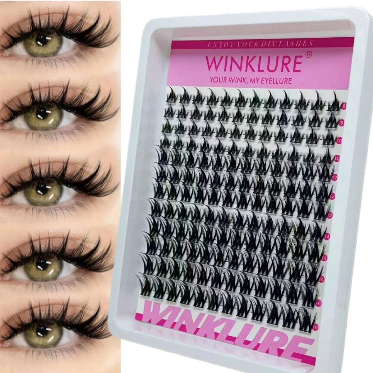 WINKLURE Wispy Lash Clusters Korean Style D Curl, Natural Invisible Band, DIY Volume & Length for Anime Eye Styles