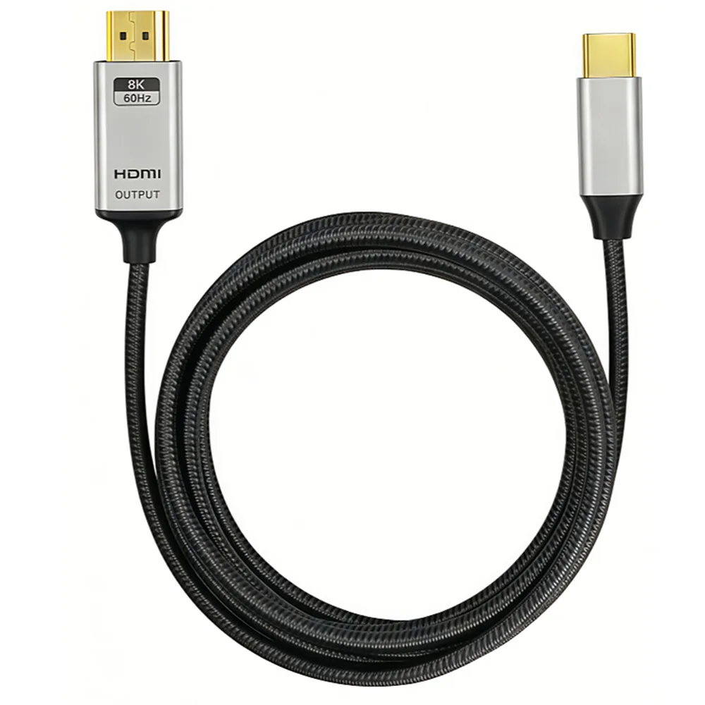 USB C to HDMI 2.1 Cable 8K@60Hz 4K@144Hz Thunderbolt 4/3 to HDMI 48Gbps HDR HDCP2.3 Type C to HDMI Cord for iPhone 16 Galaxy S24