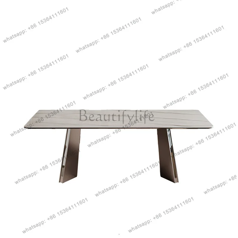 

New dining table Italian light luxury rock slab living room household rectangular modern simple small apartment dining table