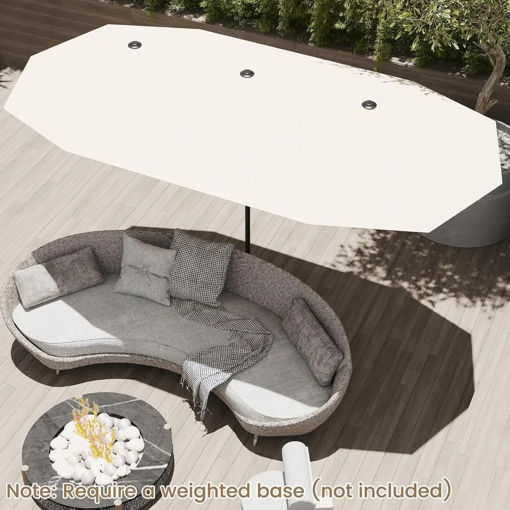 Tangkula 13 FT Large Patio Umbrella Outdoor Double-Sided Table Market Umbrella w/Crank Handle 12 Heavy-Duty Ribs Sun-Protective