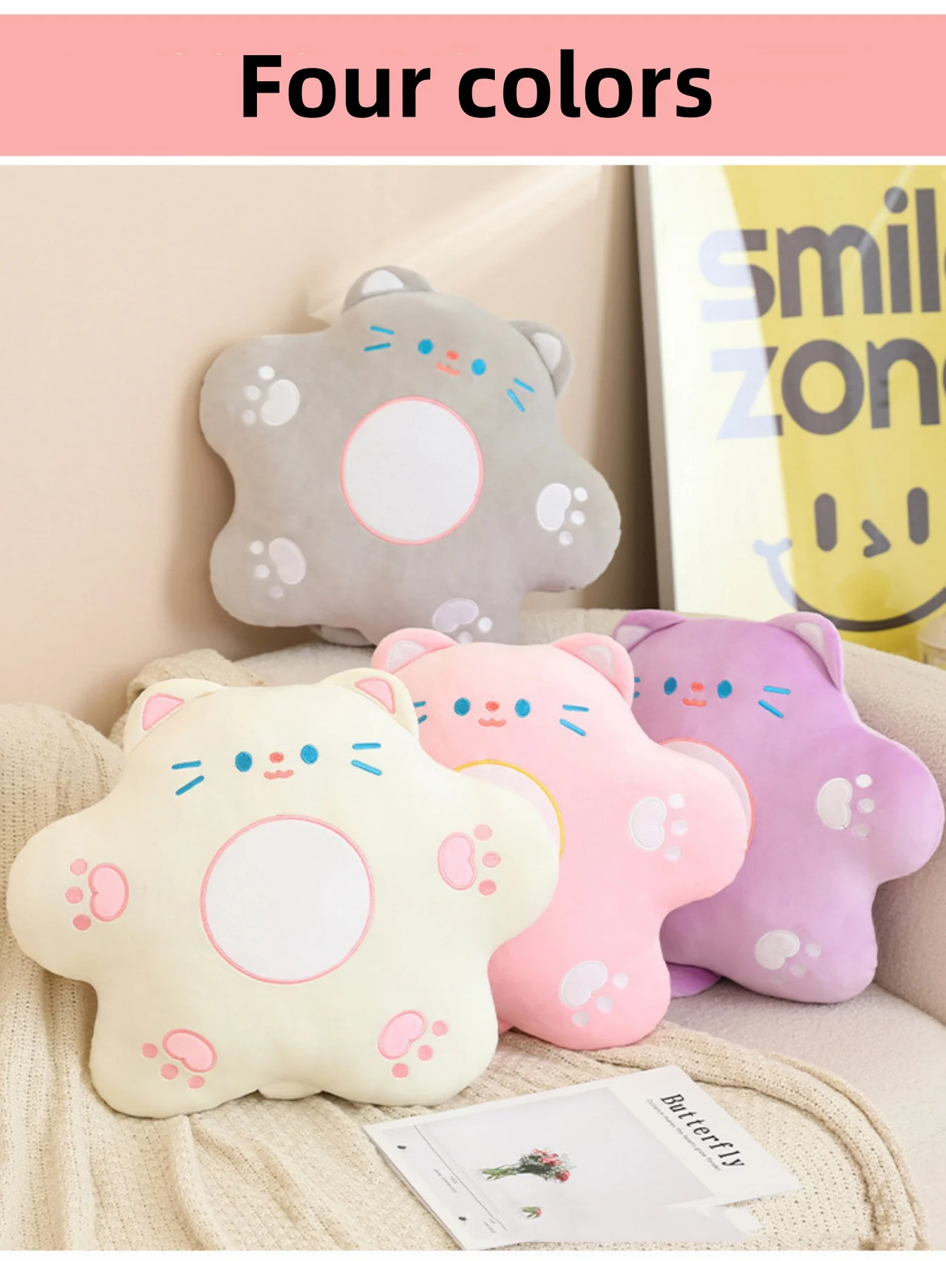 Creatieve bloemen kat lendensteun schattig kantoor kat kussen bank bloem kussen bloem knuffels