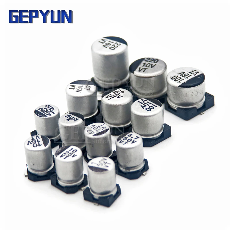 SMD 6.3V 10V 16V 25V 35V 50V Aluminum Electrolytic Capacitor 1UF Gepyun 10UF 22UF 33UF 47UF 100UF 220UF 330UF 470UF