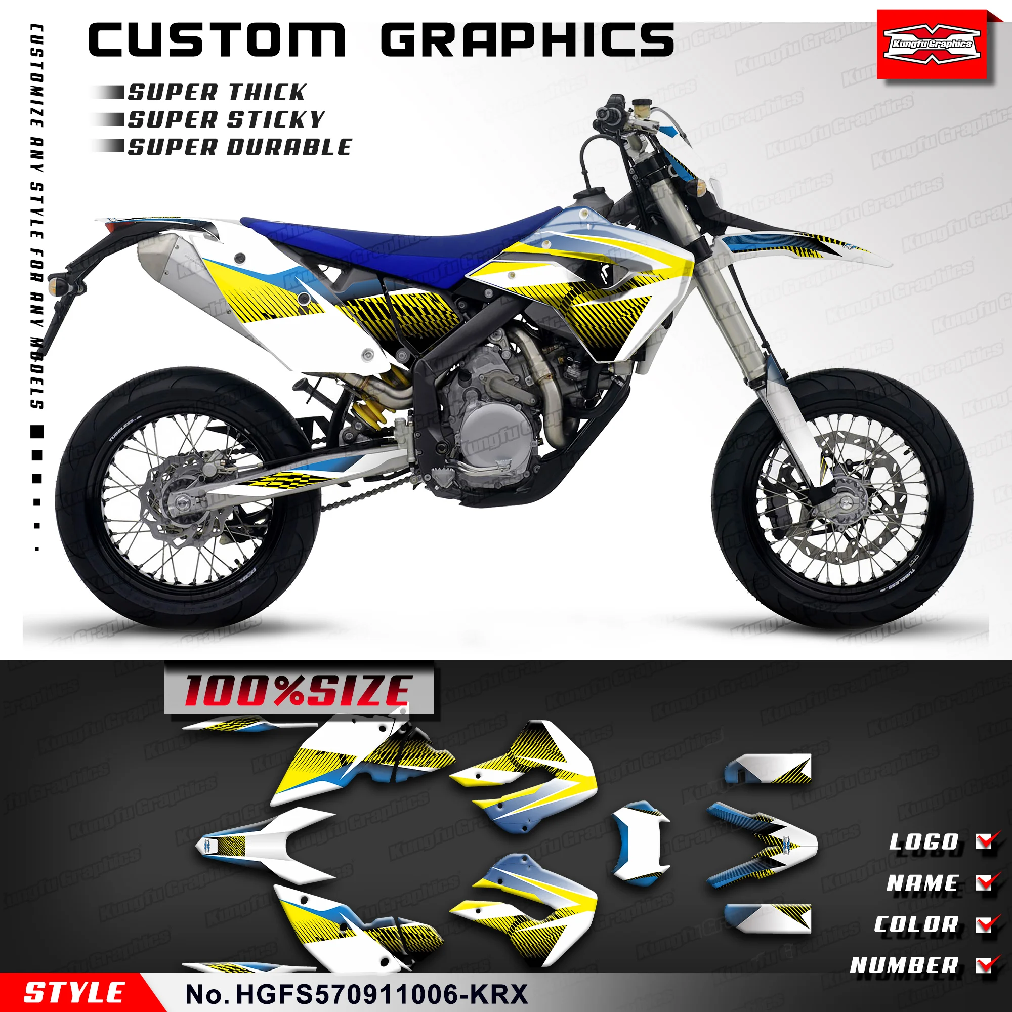 

KUNGFU GRAPHICS Adhesive Decals Wrapping for Husaberg FS 570 2009 2010 2011, HGFS570911006-KRX