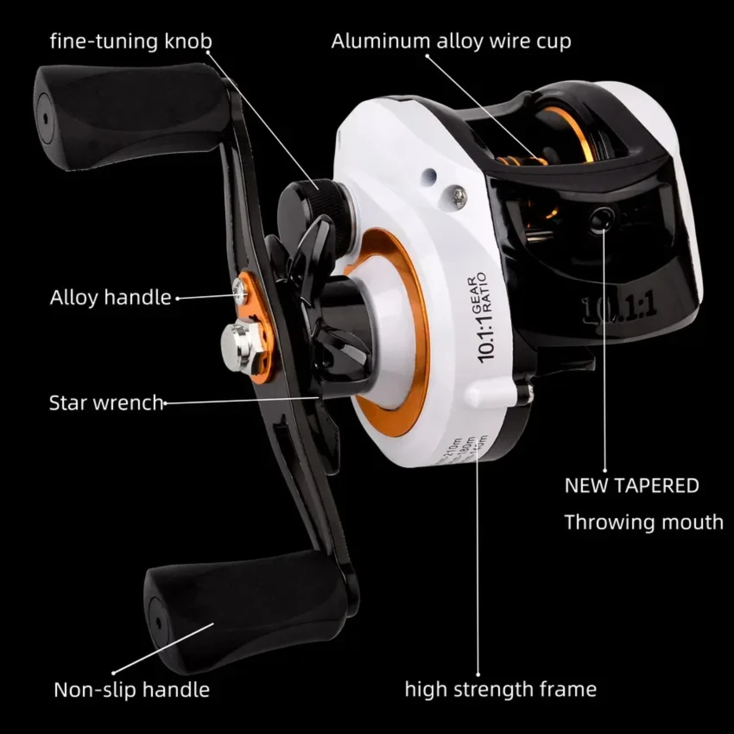 Baitcasting Reel Fishing Reel White Black reel Right Left Handed Drag Power 10kg Carp Fishing Wheels Fishing Tracking Pesca Reel