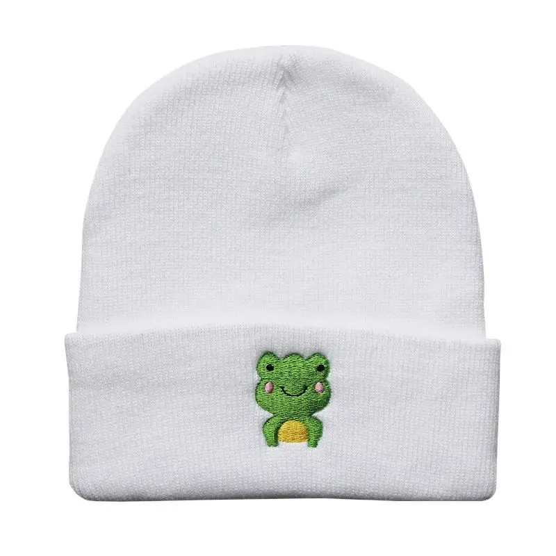 Fashion Frog Embroidery Knitted Hat Woman Men Autumn and Winter Warm Beanies Acrylic Knit Caps