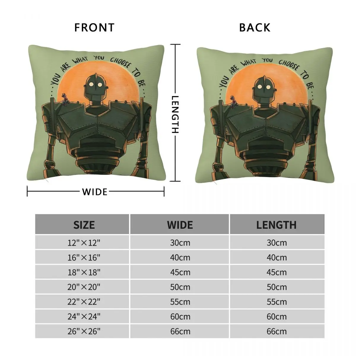 Iron Giant You Are What You Choose To Be Pillowcase Polyester Linen Velvet Pattern Zip Decor Throw Pillow Sofa Seater Cover 18