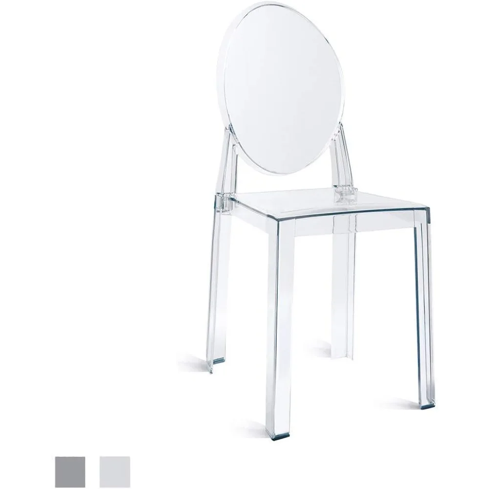 

2xhome Ghost Dining Chair with Oval Back | Transparent Acrylic Accent Side Chair for Kitchen, Living Room, Vanity, or Event Seat