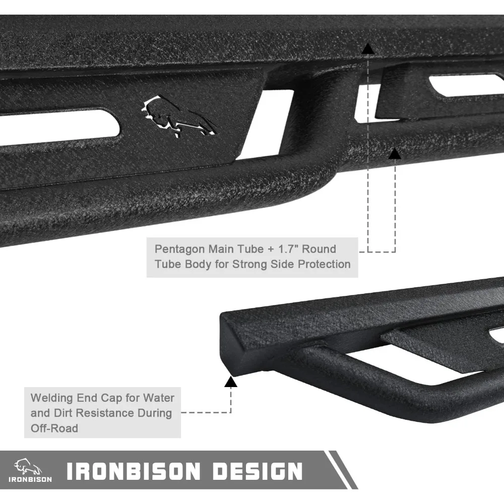 Running Boards Fits 2015-2025 Chevy Colorado/GMC Canyon Crew Cab Heavy Duty Pickup Truck Side Steps Off Road Nerf Bars Heavy Tex