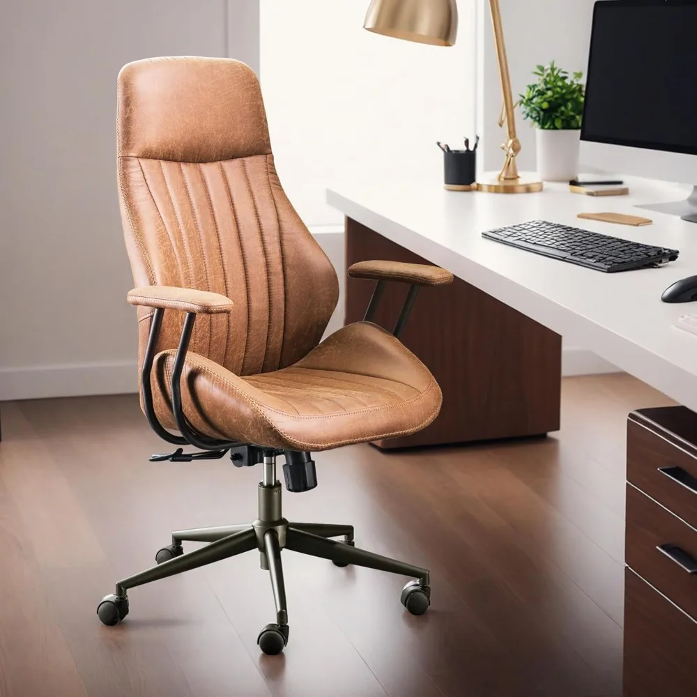 Faux Suede Leather Home Office Desk Chair,MCM Modern Ergonomic Task Work Chair,Computer Gaming Chair with Cushion Seat Lumbar S