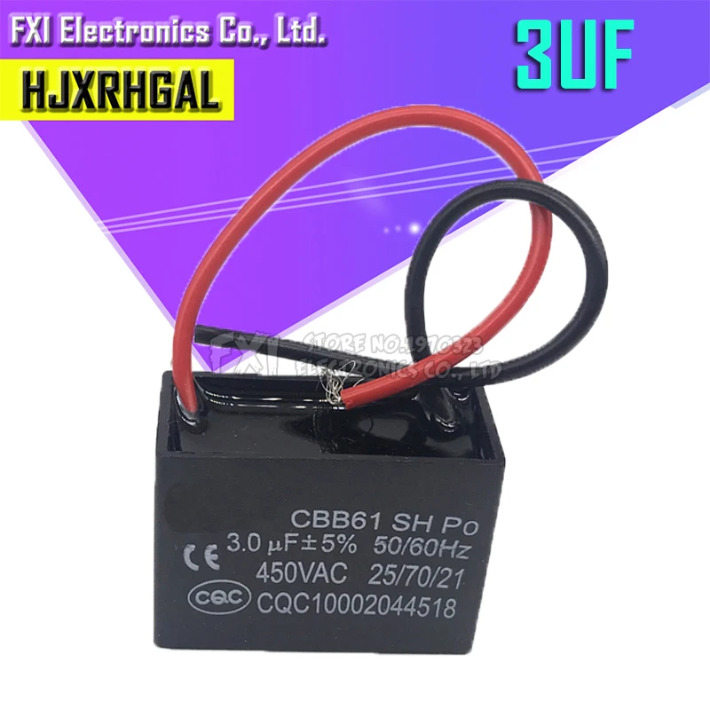 

5pcs CBB61 3uf starting capacitance AC Fan Capacitor 450V CBB Motor Run Capacitor