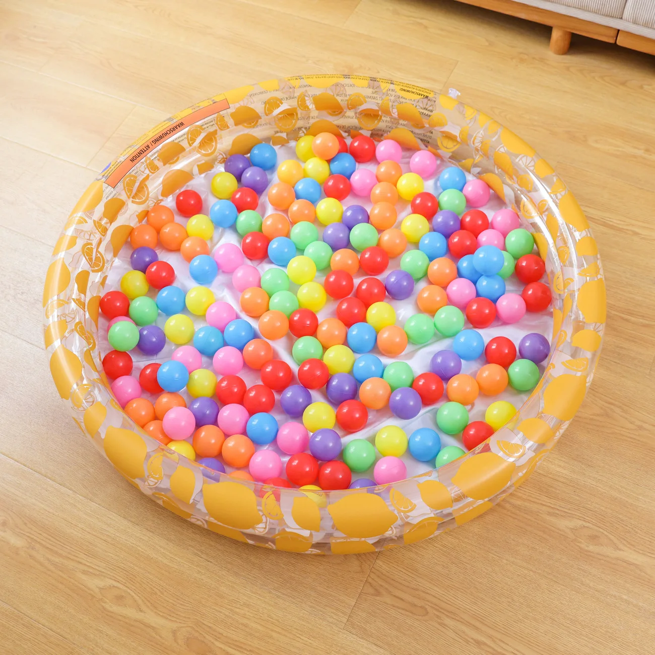Piscina gonfiabile con palline Piscina con palline rimbalzanti per bambini in PVC Piscina con palline oceaniche a doppio anello Piscina giocattolo con limone giallo