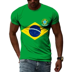 男性と女性のためのブラジルの国旗のTシャツ,3DプリントのTシャツ,半袖カジュアルTシャツ,原宿ファッション,子供のためのストリートウェア,夏