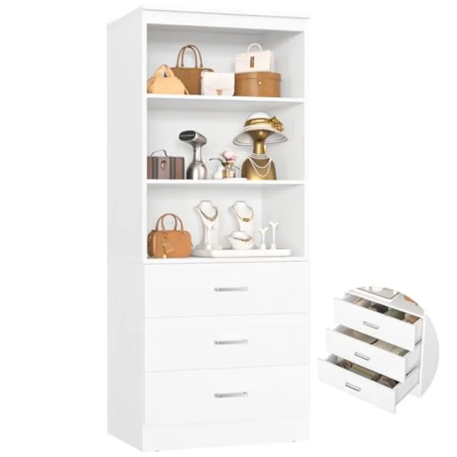 23.6 Closet Drawers System for bedroom closet organization, durable MDF material, matte white finish, smooth-gliding full-exten
