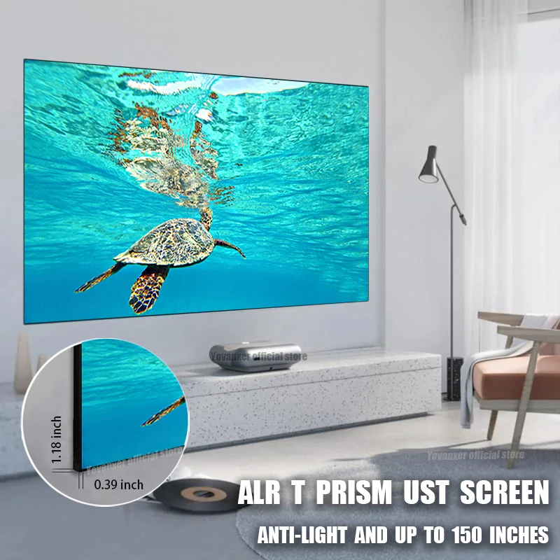 

120-150 inch T Prism Projection Screen Rejection Anti-light ALR Frame Wall Hanging Curtain for UST Ultra Short Throw Projector