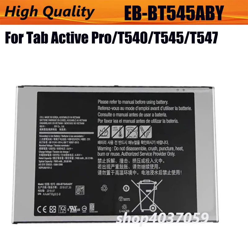 Full capacity 7600MAH EB-BT545ABY Battery For Samsung Galaxy Tab Pro Active SM-T545 4.36V 28.12WH tablet batteria + free Tools