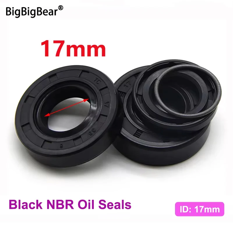 2/5pcs ID17mm Black NBR Oil Seals TC-17*25/27/28/30/32/35/40/45/47*5/7/8/10mm Nitrile Rubber Shaft Double Lip Sealing Gaskets