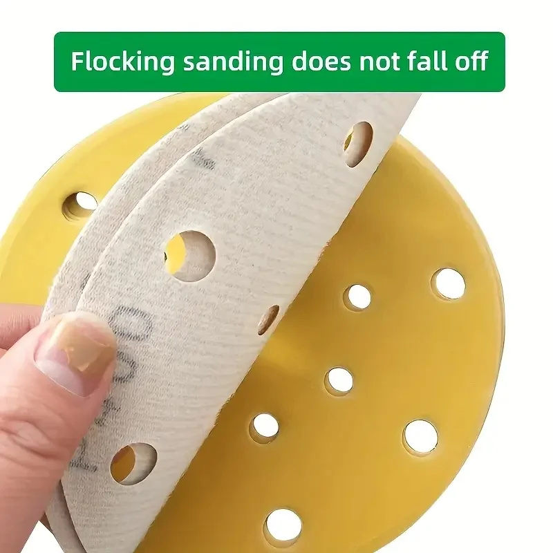 10Pcs 6 Inch 150mm 17-well Dry Abrasive Paper Auto Paint Putty Polishing Round Flocking Abrasive