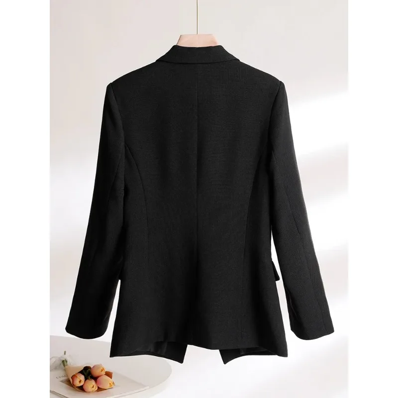 Blazer noir imbibé pour femme, vêtements de travail d'affaires, veste formelle à manches longues, manteau pour femme, tenue de bureau, printemps, automne, 1 pièce