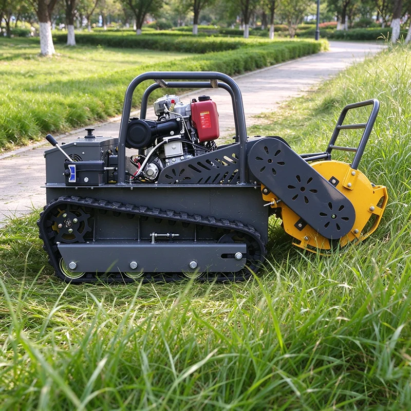 Heavy‑Duty Slope‑Friendly Remote‑Controlled Lawn Mower Robotic Grass Cutter Machine for Residential Backyard Terrain