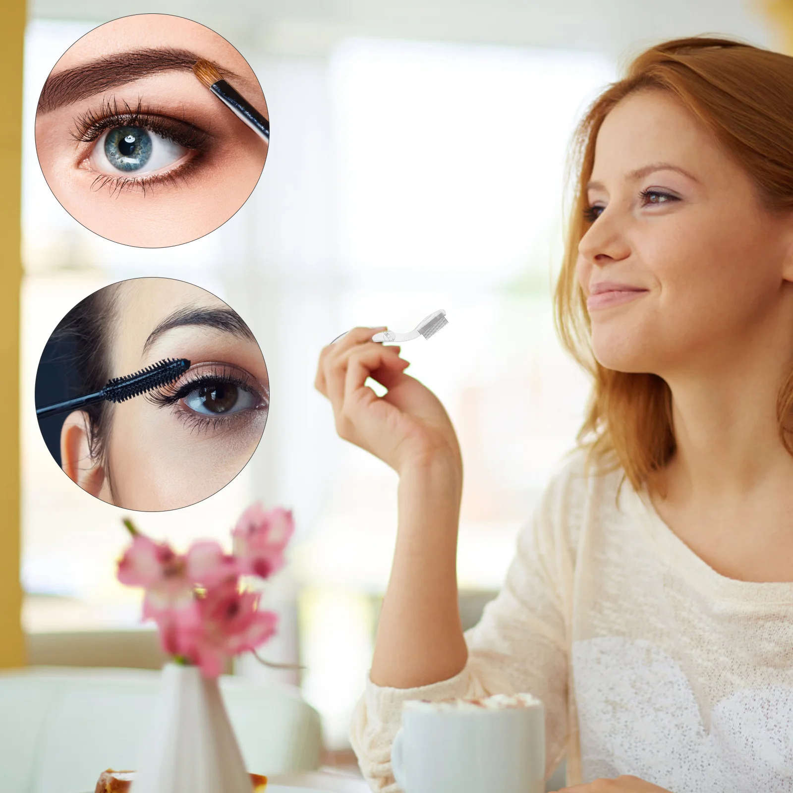 2 Stuks Metalen Wimperkam Tweeërlei Gebruik Wenkbrauw- en Wimperborstel Compact Ontwerp voor Reizen Gemakkelijk mee te nemen Wenkbrauw Make-up Tool