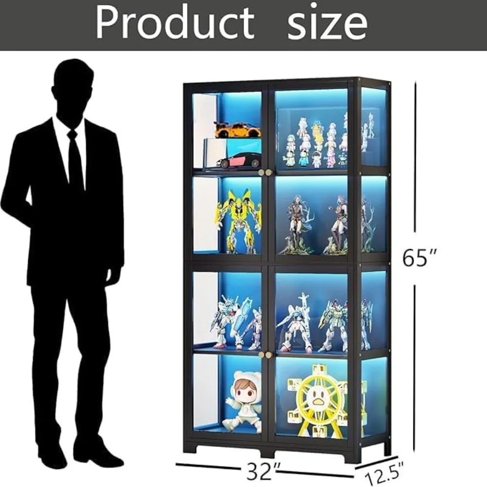 Multi-Level Curio Showcase with Clear Acrylic Door, Organizer Rack for Collectibles and Toys, Bookshelf for Bedroom Use