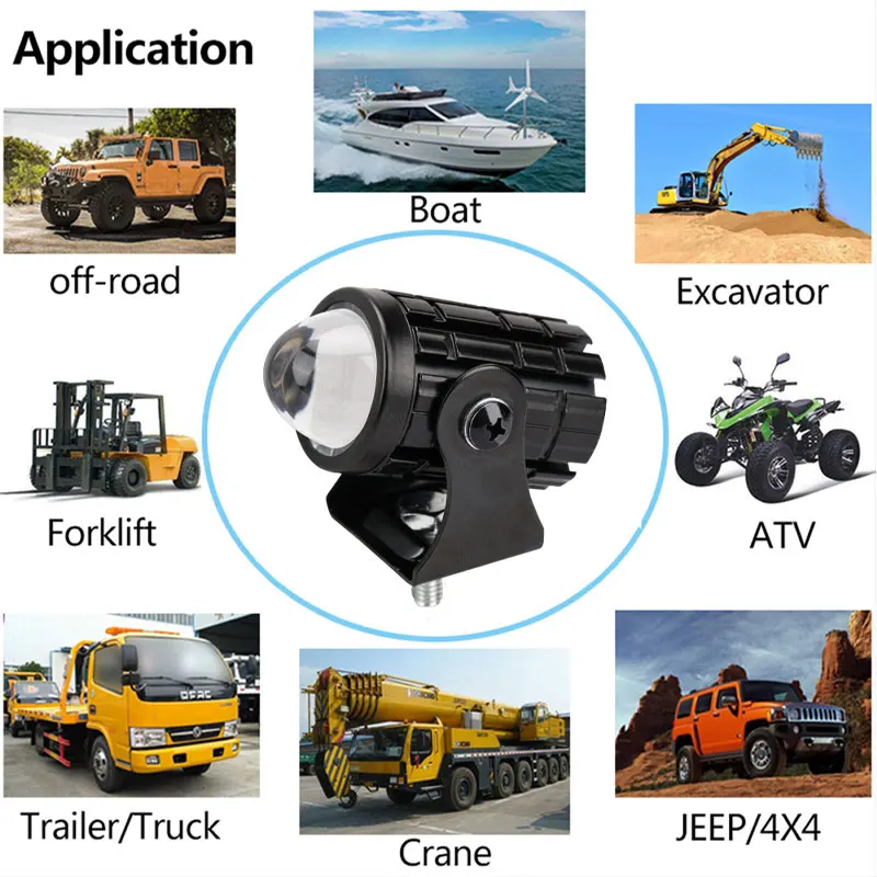 1pcs 미니 드라이빙 라이트 LED 프로젝터 렌즈 오토바이 헤드 라이트 ATV 스쿠터 보조 스포트라이트 램프