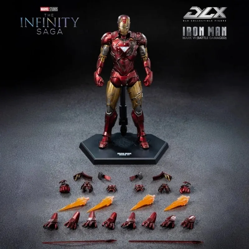 [Genuine in Stock] 17cm Original Threezero Marvel Iron Man Mark 6 Battle Damaged Dlx Collectible Action Figure Gift Hobby view 3