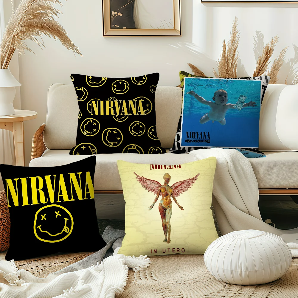 Band N-NirvanaES cushion cover Best Home Office Coffee Pillow Sofa Printing Decoration Room Shop Car Nordic Simplicity Hit