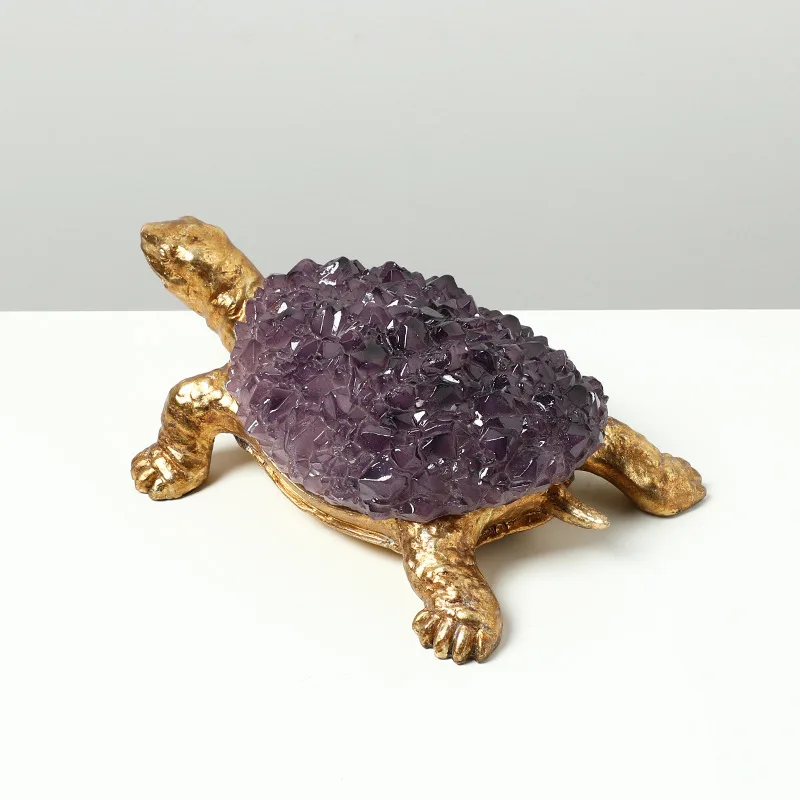 Modern light luxury purple clothes turtle resin ornament villa office bookcase entrance desktop creative decoration handicrafts
