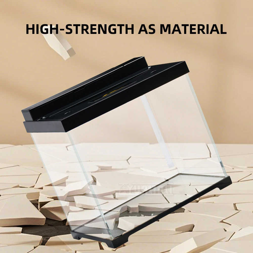 ใหม่ปลาทองขนาดเล็กต่อสู้ถังปลาเป็นมิตรกับสิ่งแวดล้อม Desktop Aquarium ภูมิทัศน์ตกแต่งบ้านถังปลาขนาดกะทัดรัดสําหรับสัตว์เลี้ยงน้ํา