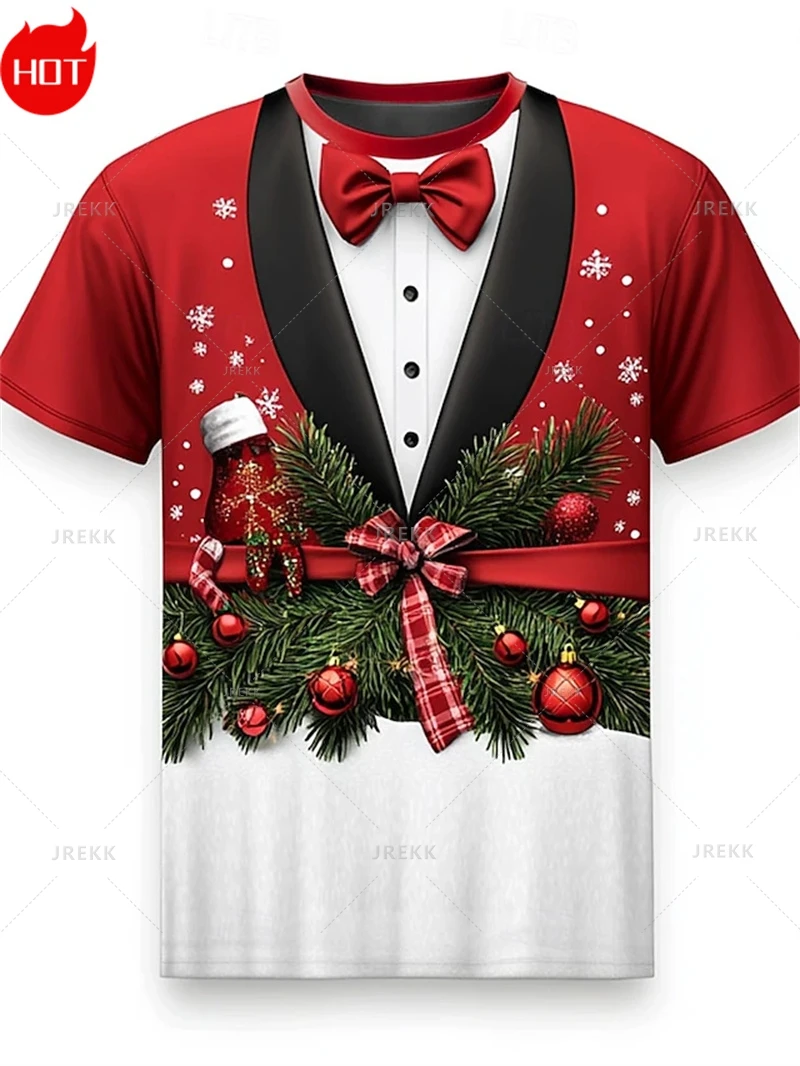 2026 Christmas 3d Print T Shirt For Man Casual Short Sleeve Tee Street Fashion Pullover Women Tops Oversized Clothing Sweatshirt