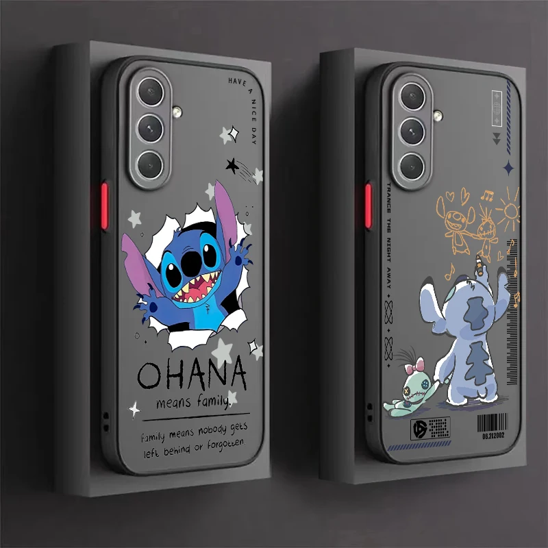 

Stitch Anime Cute Disney Frosted Translucent For Samsung Note 20 A35 A03 A54 A31 A22 A34 A14 A24 A04 A55 5G Funda Phone Case