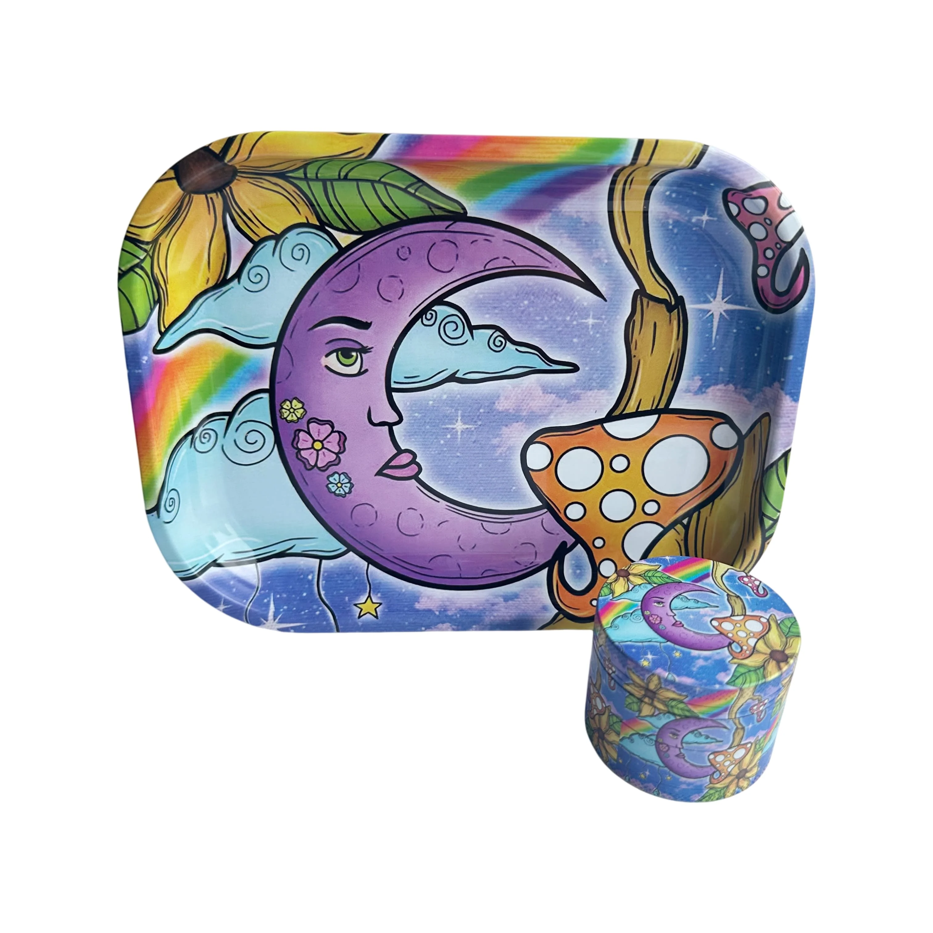 2 قطعة مطحنة أعشاب الفطر والزهور وصينية لف #5