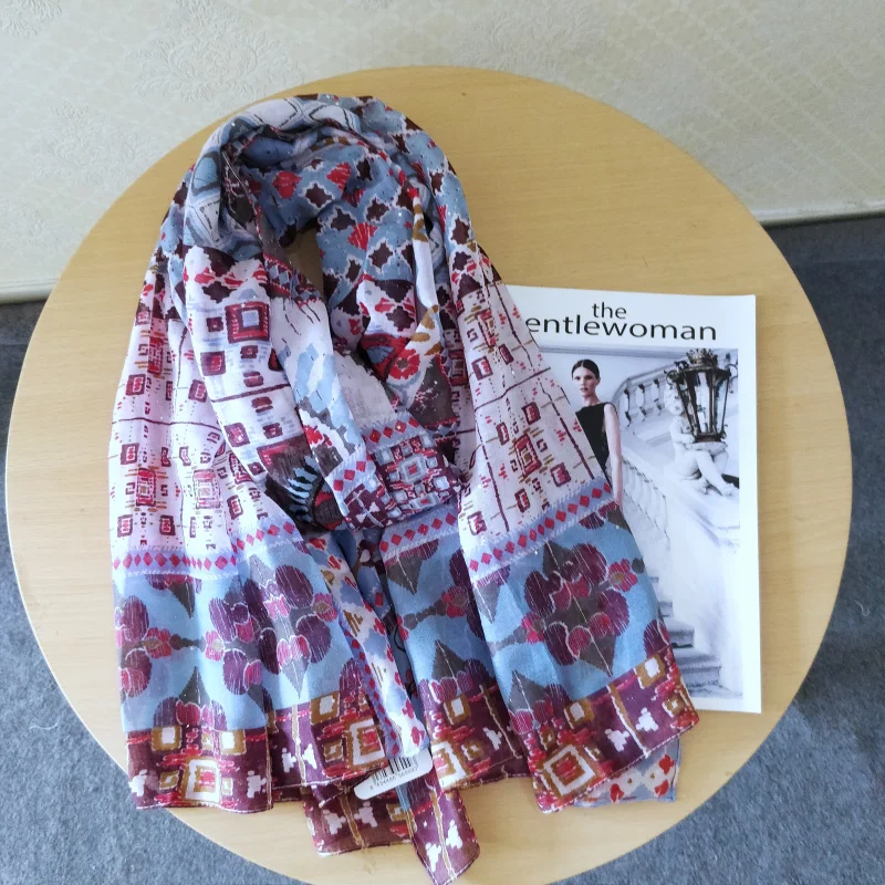 Foreign Trade Original Order Spanish Embroidery Printed Beach Sunshade Autumn/Winter Warm Women's Scarf