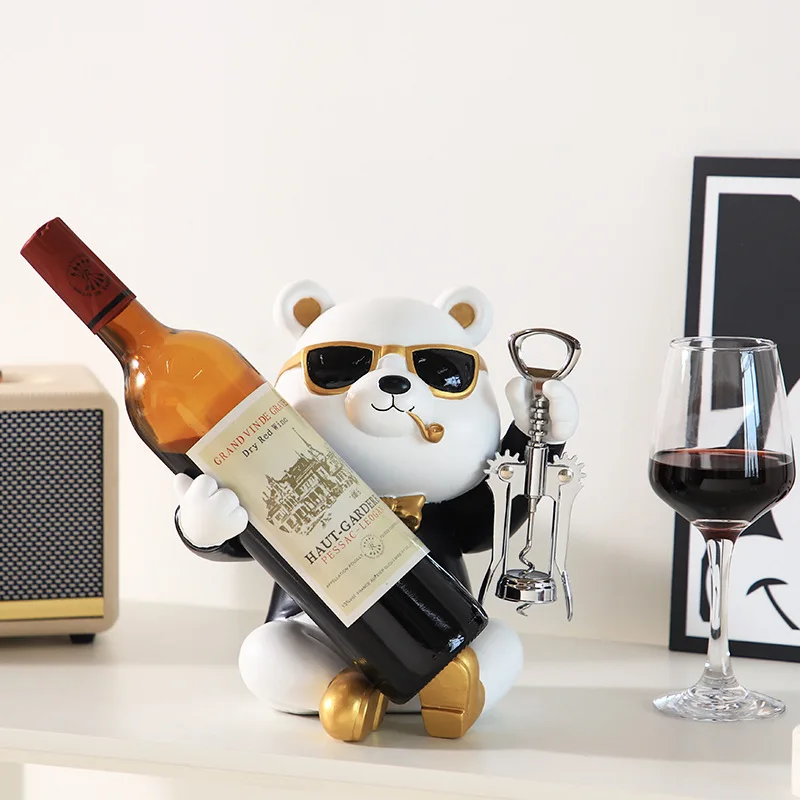 DEOUNY Wine Bottle Holder Kitchen Support Hanging Cradle Wine Rack Shelf Display Bottles Suporte Vinho Home Decorative Cute Bear